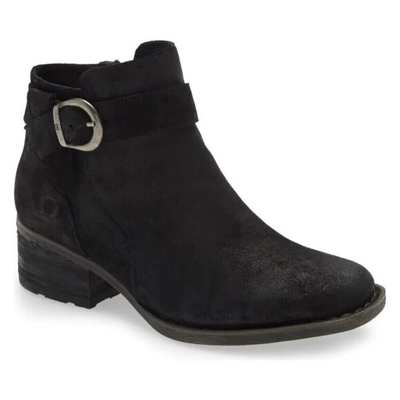 Born Womens Morocco BR0028509 Black Leather Round Toe Ankle Bootie Size 7 M - Picture 1 of 5